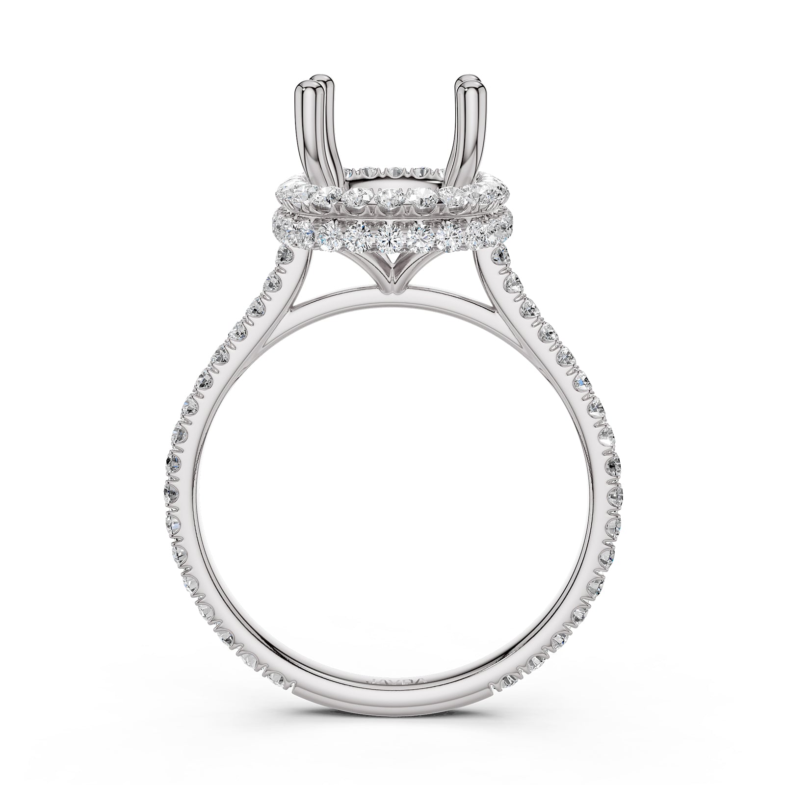 Double Halo Semi Mount Lab Grown Diamond Engagement Ring 0.53 Ct.